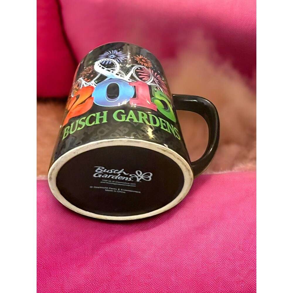 Busch Gardens 2015 Souvenir Coffee Tea Mug Cup Roller Coasters Fireworks 3D Rare - Picture 5 of 5